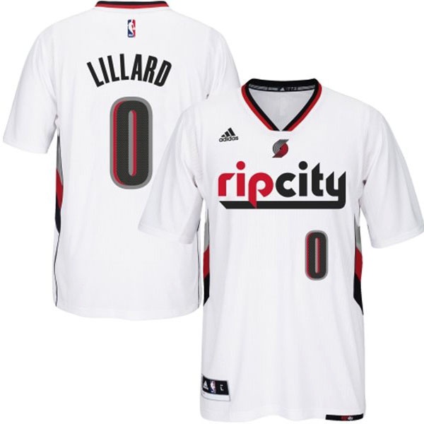 Men's  Damian Lillard Rip City Sleeves Jersey With Sleeves